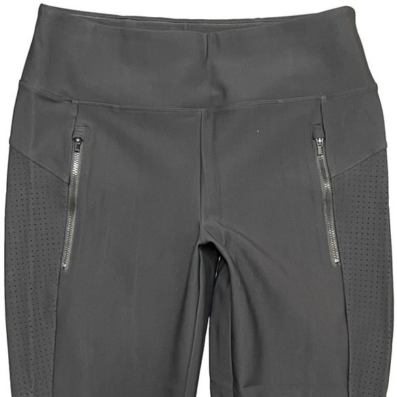 Athleta Stellar Crop Pants Black High Rise Lined Leggings Size M Pockets - Picture 3 of 8